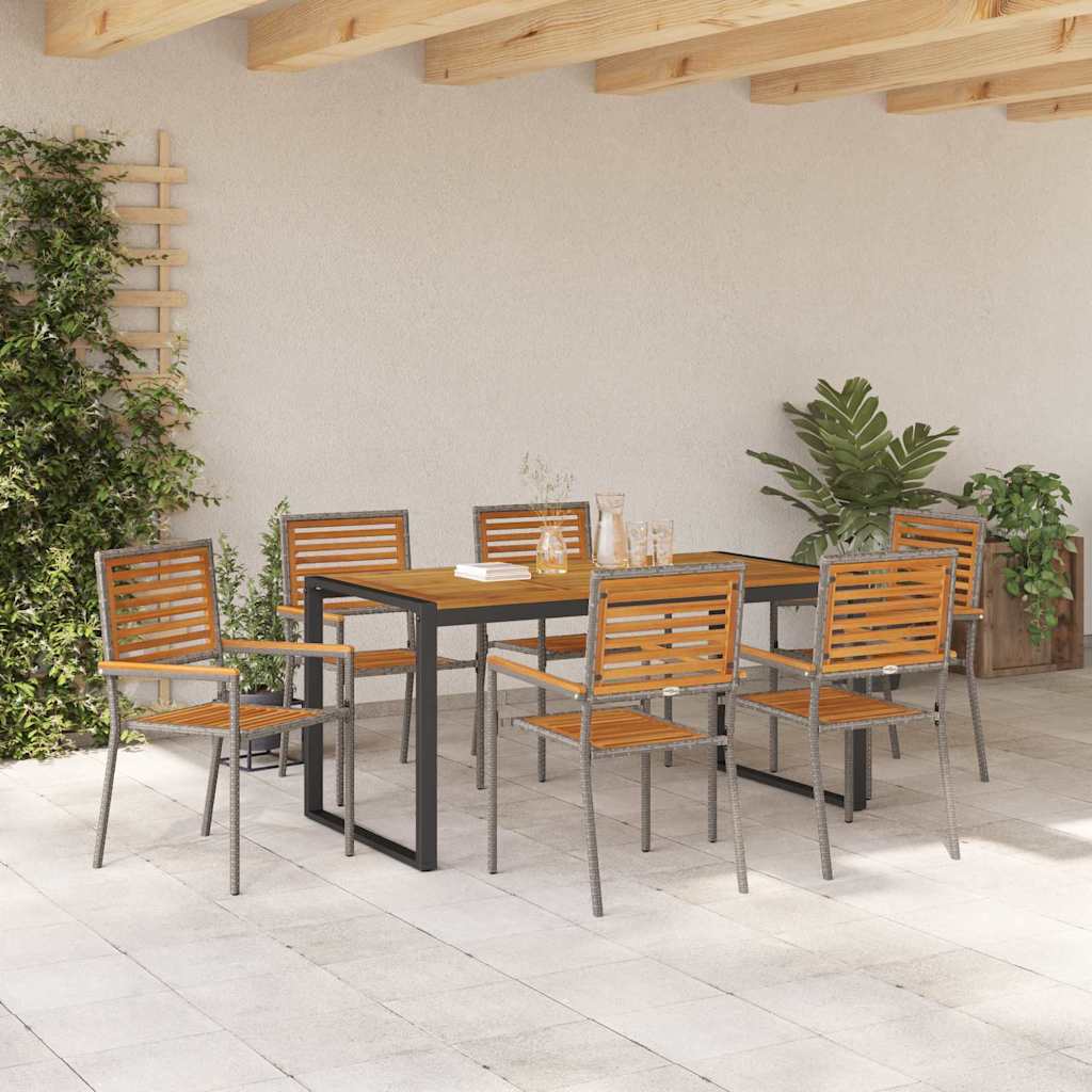 Tuin eettafelset 7 pcs Grijs en Bruin poly rattan is nu te koop bij PeponiXL, paradijselijk wonen!