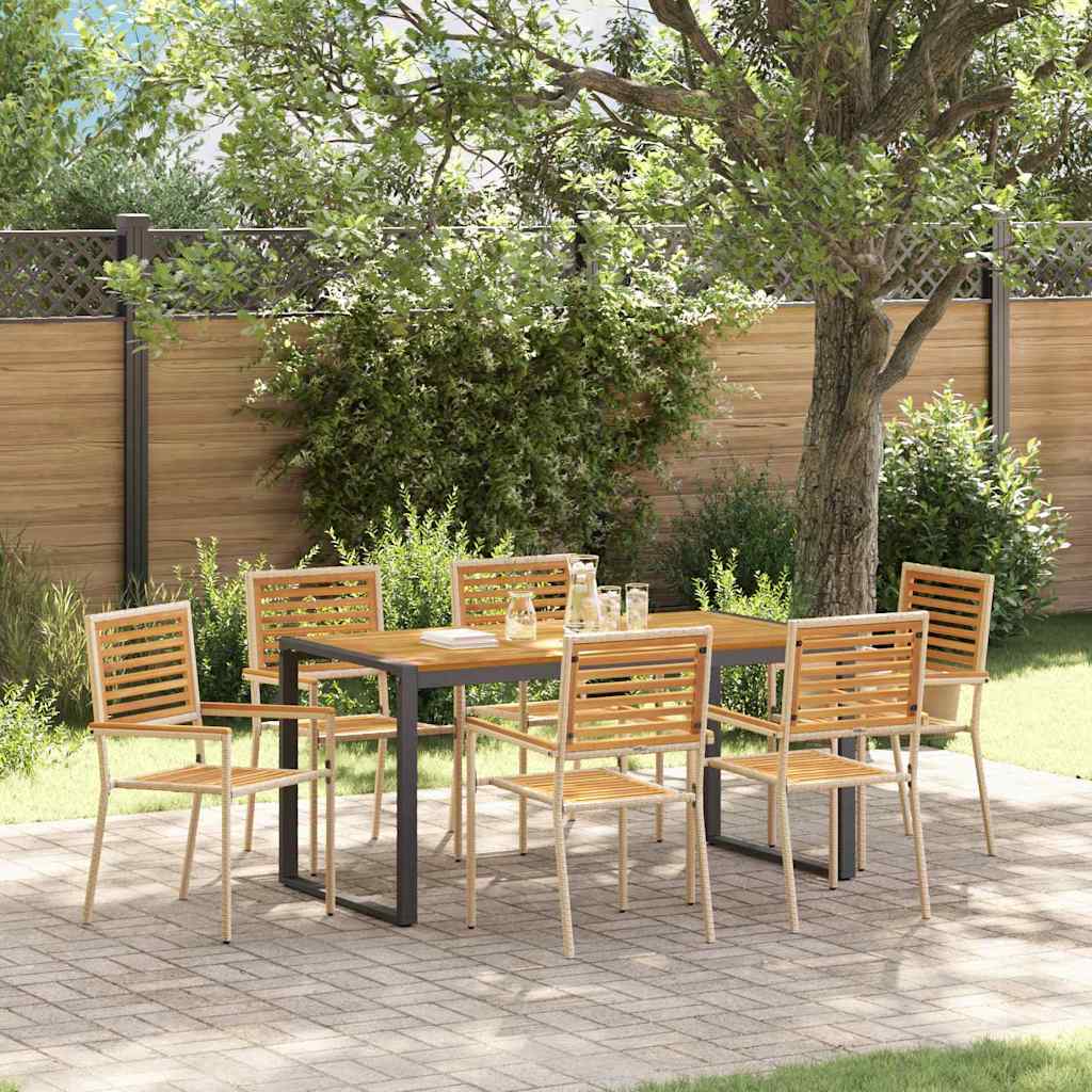 Tuin eettafelset 7 pcs Beige en Bruin poly rattan is nu te koop bij PeponiXL, paradijselijk wonen!