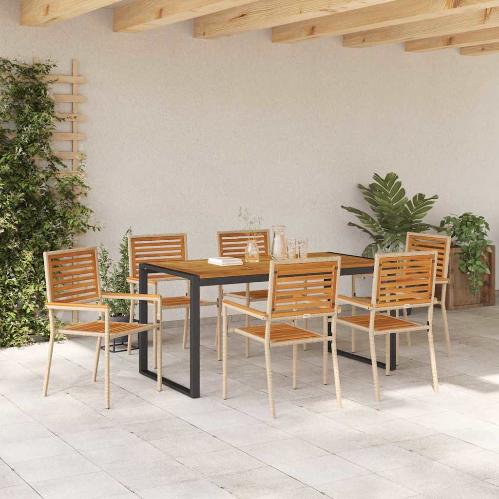 Tuin eettafelset 7 pcs Beige en Bruin poly rattan is nu te koop bij PeponiXL, paradijselijk wonen!