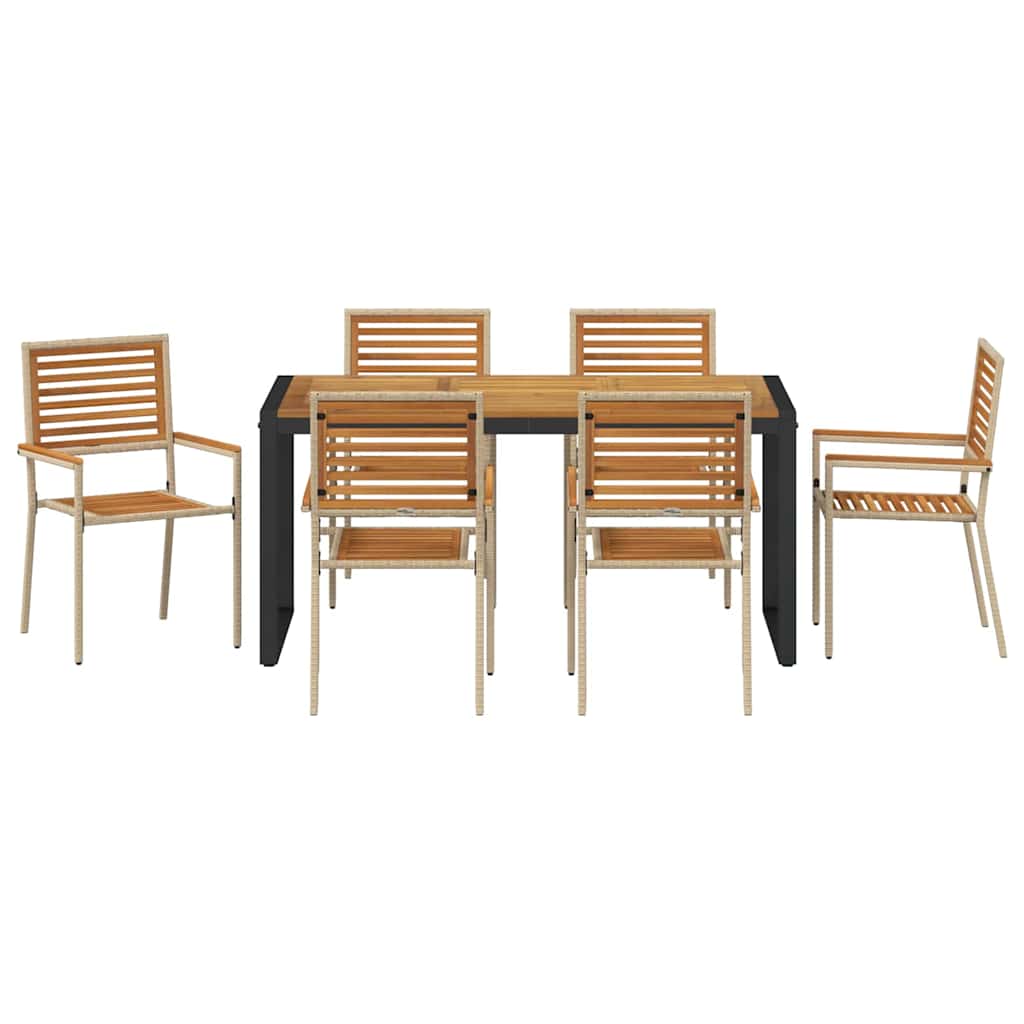 Tuin eettafelset 7 pcs Beige en Bruin poly rattan is nu te koop bij PeponiXL, paradijselijk wonen!