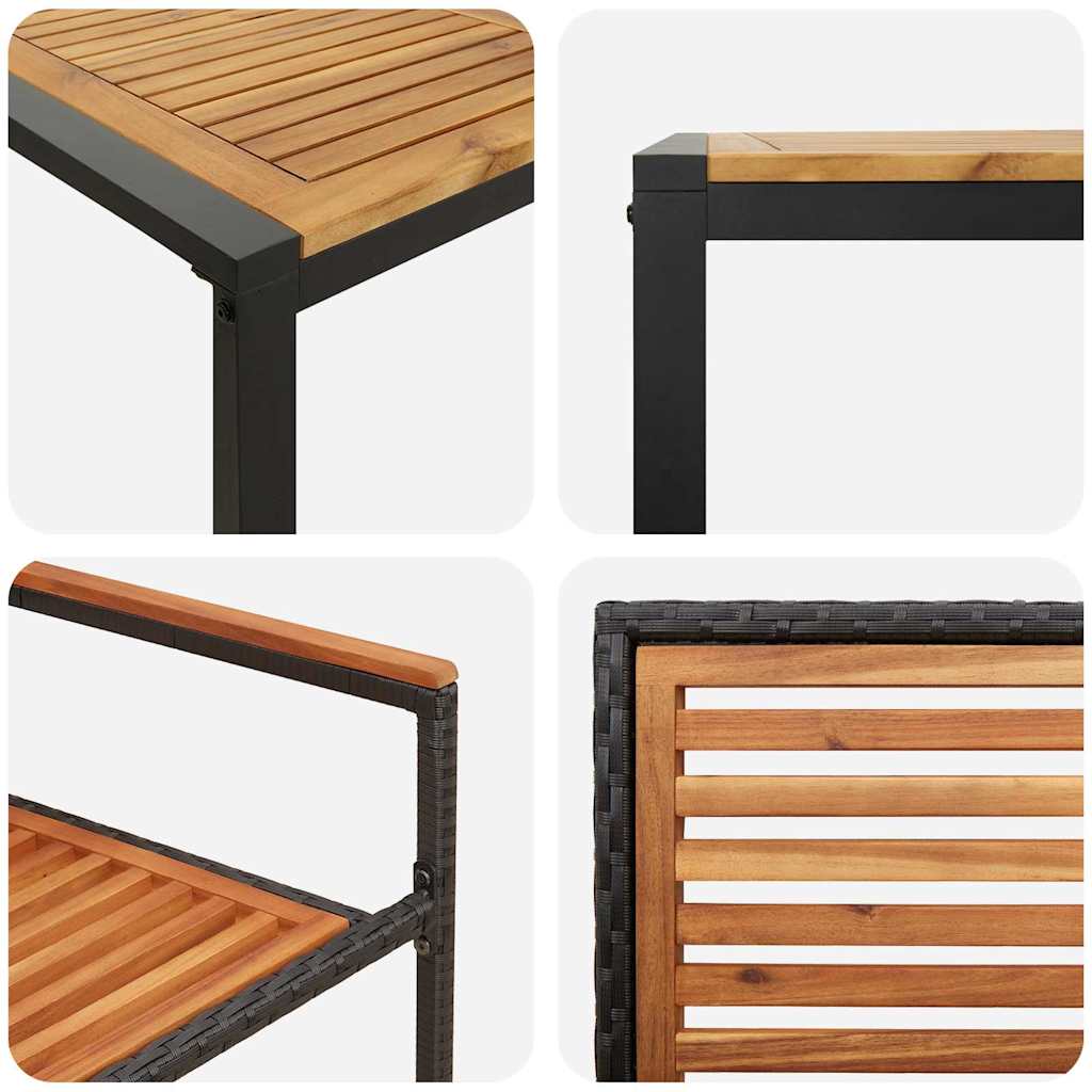 Tuin eettafelset 7 pcs Zwart en Bruin poly rattan is nu te koop bij PeponiXL, paradijselijk wonen!