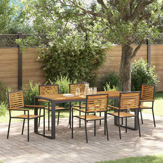 Tuin eettafelset 7 pcs Zwart en Bruin poly rattan is nu te koop bij PeponiXL, paradijselijk wonen!