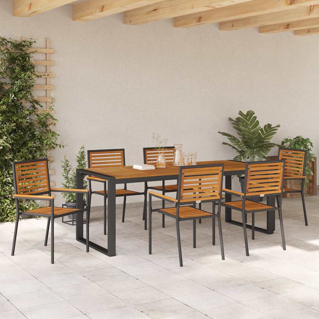 Tuin eettafelset 7 pcs Zwart en Bruin poly rattan is nu te koop bij PeponiXL, paradijselijk wonen!