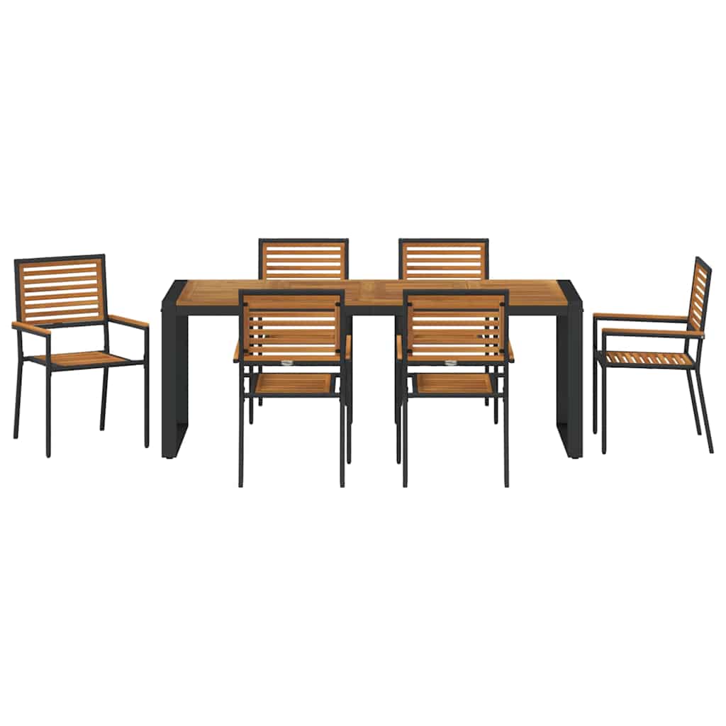 Tuin eettafelset 7 pcs Zwart en Bruin poly rattan is nu te koop bij PeponiXL, paradijselijk wonen!