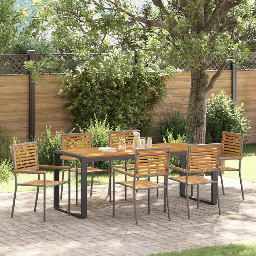 Tuin eettafelset 7 pcs Grijs en Bruin poly rattan is nu te koop bij PeponiXL, paradijselijk wonen!