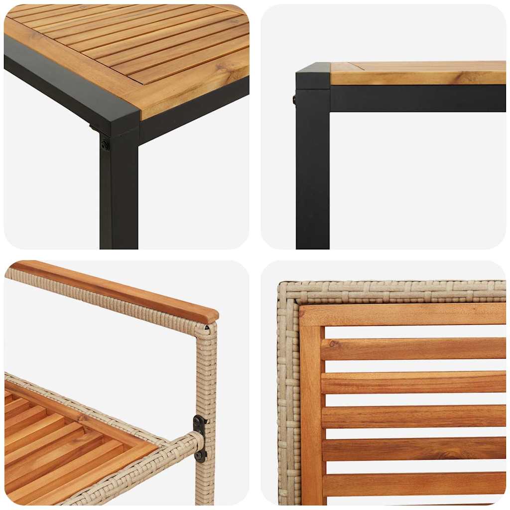 Tuin eettafelset 7 pcs Beige en Bruin poly rattan is nu te koop bij PeponiXL, paradijselijk wonen!
