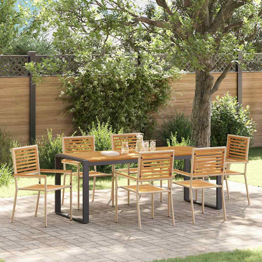 Tuin eettafelset 7 pcs Beige en Bruin poly rattan is nu te koop bij PeponiXL, paradijselijk wonen!