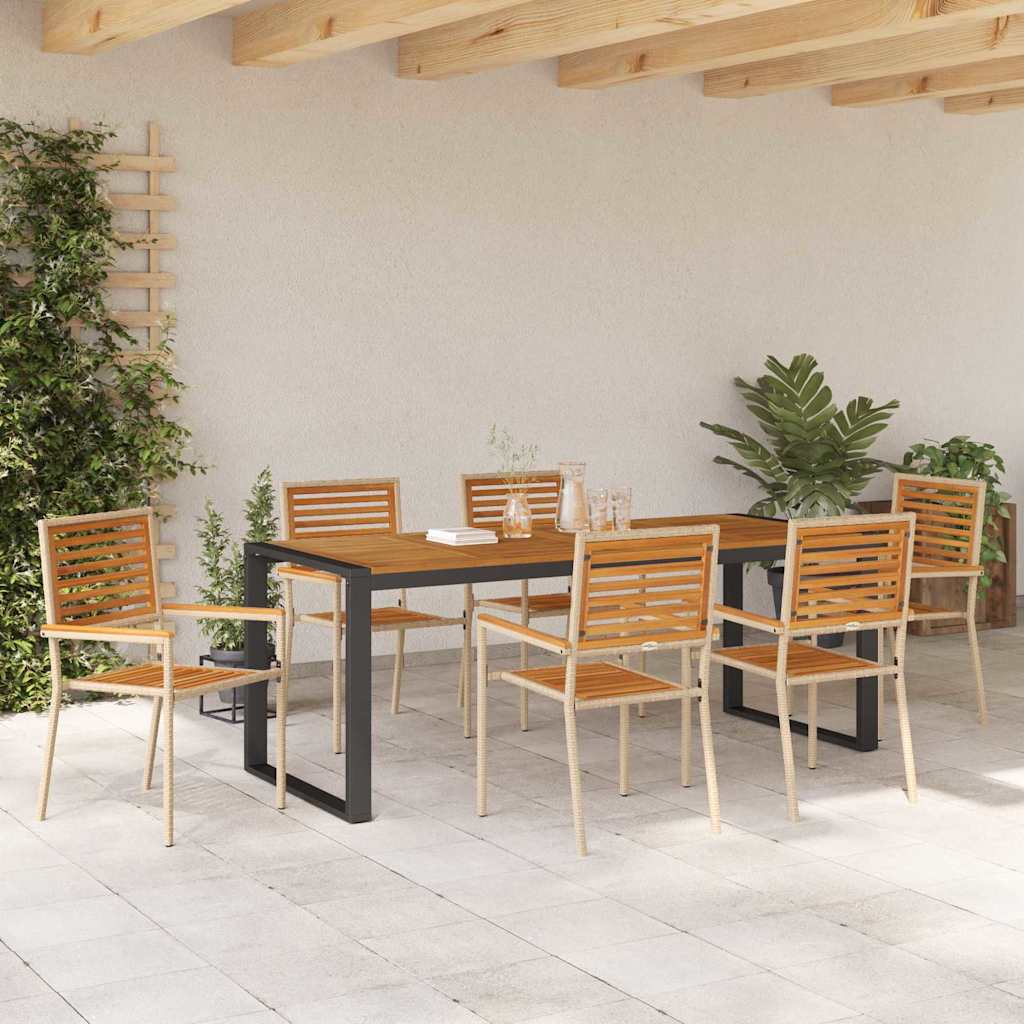 Tuin eettafelset 7 pcs Beige en Bruin poly rattan is nu te koop bij PeponiXL, paradijselijk wonen!