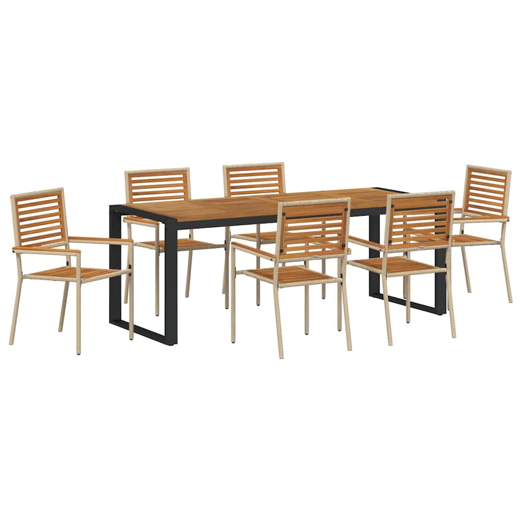 Tuin eettafelset 7 pcs Beige en Bruin poly rattan is nu te koop bij PeponiXL, paradijselijk wonen!