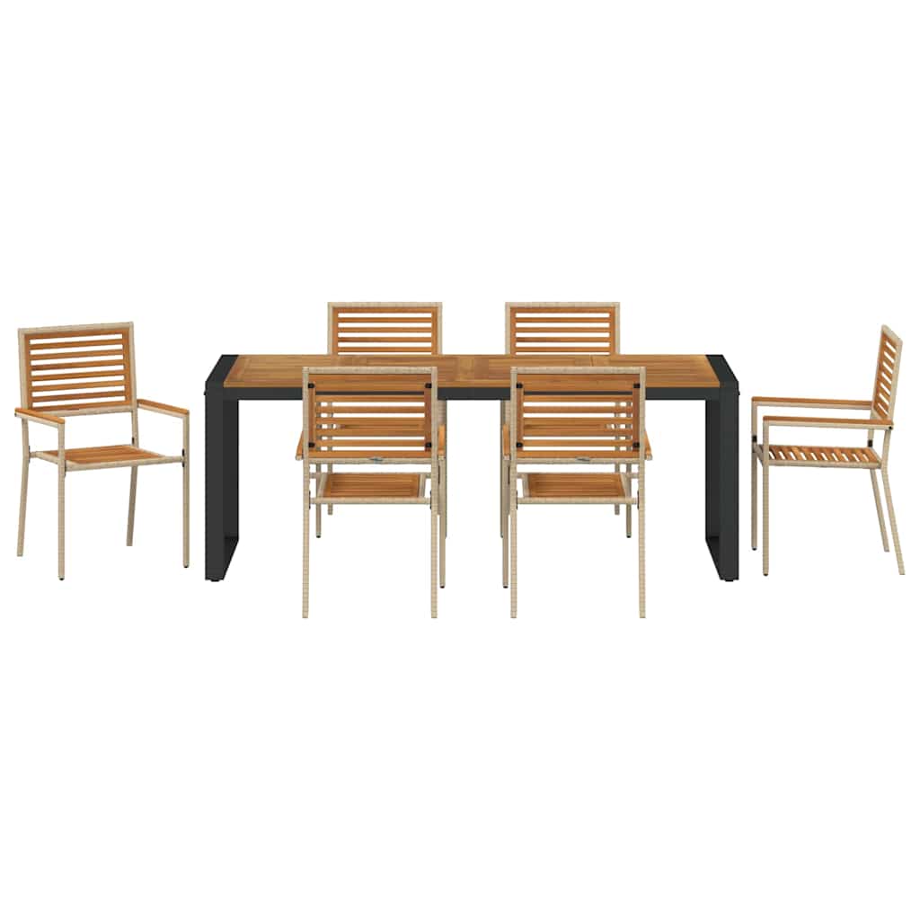 Tuin eettafelset 7 pcs Beige en Bruin poly rattan is nu te koop bij PeponiXL, paradijselijk wonen!