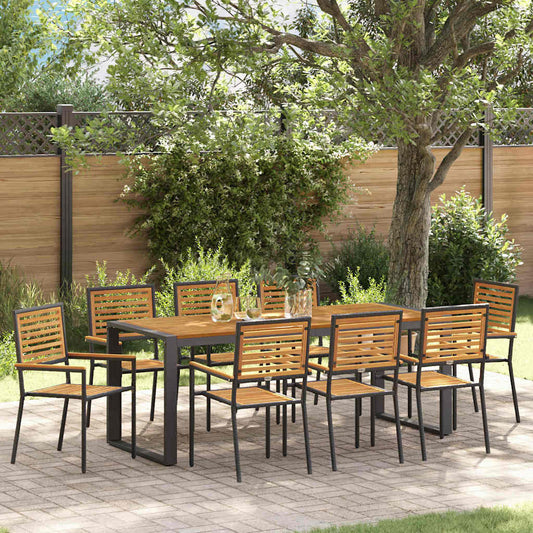 Tuin eettafelset 9 pcs Zwart en Bruin poly rattan is nu te koop bij PeponiXL, paradijselijk wonen!