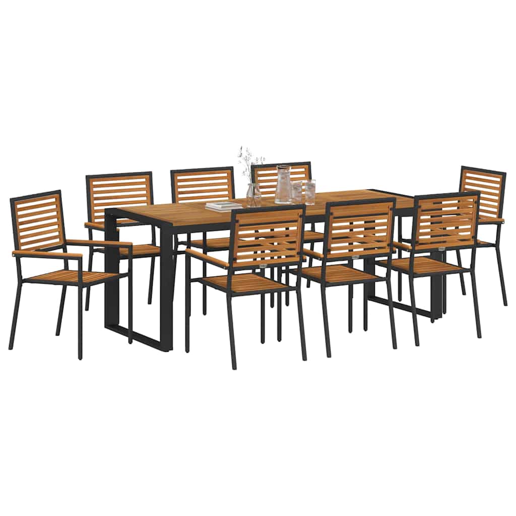 Tuin eettafelset 9 pcs Zwart en Bruin poly rattan is nu te koop bij PeponiXL, paradijselijk wonen!