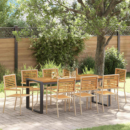 Tuin eettafelset 9 pcs Beige en Bruin poly rattan is nu te koop bij PeponiXL, paradijselijk wonen!