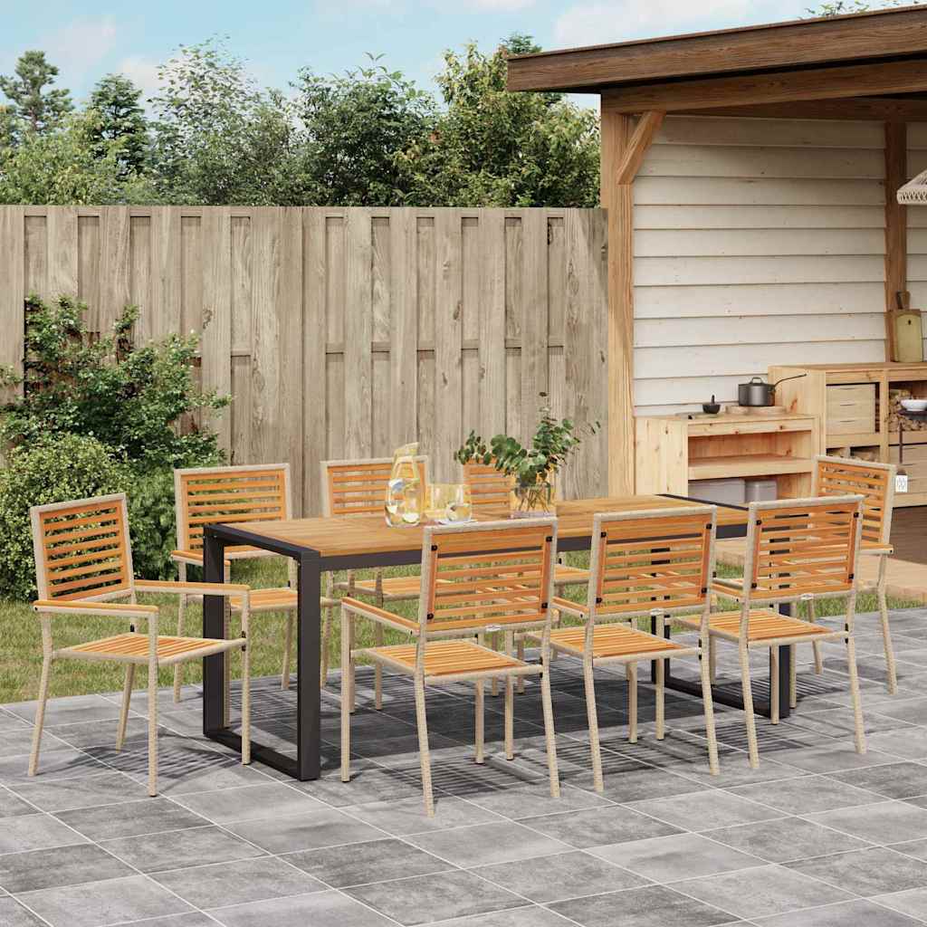 Tuin eettafelset 9 pcs Beige en Bruin poly rattan is nu te koop bij PeponiXL, paradijselijk wonen!