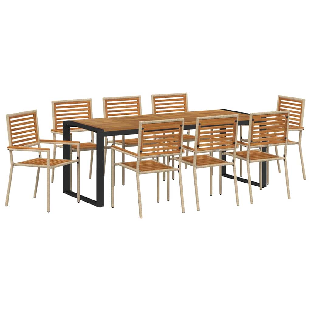 Tuin eettafelset 9 pcs Beige en Bruin poly rattan is nu te koop bij PeponiXL, paradijselijk wonen!