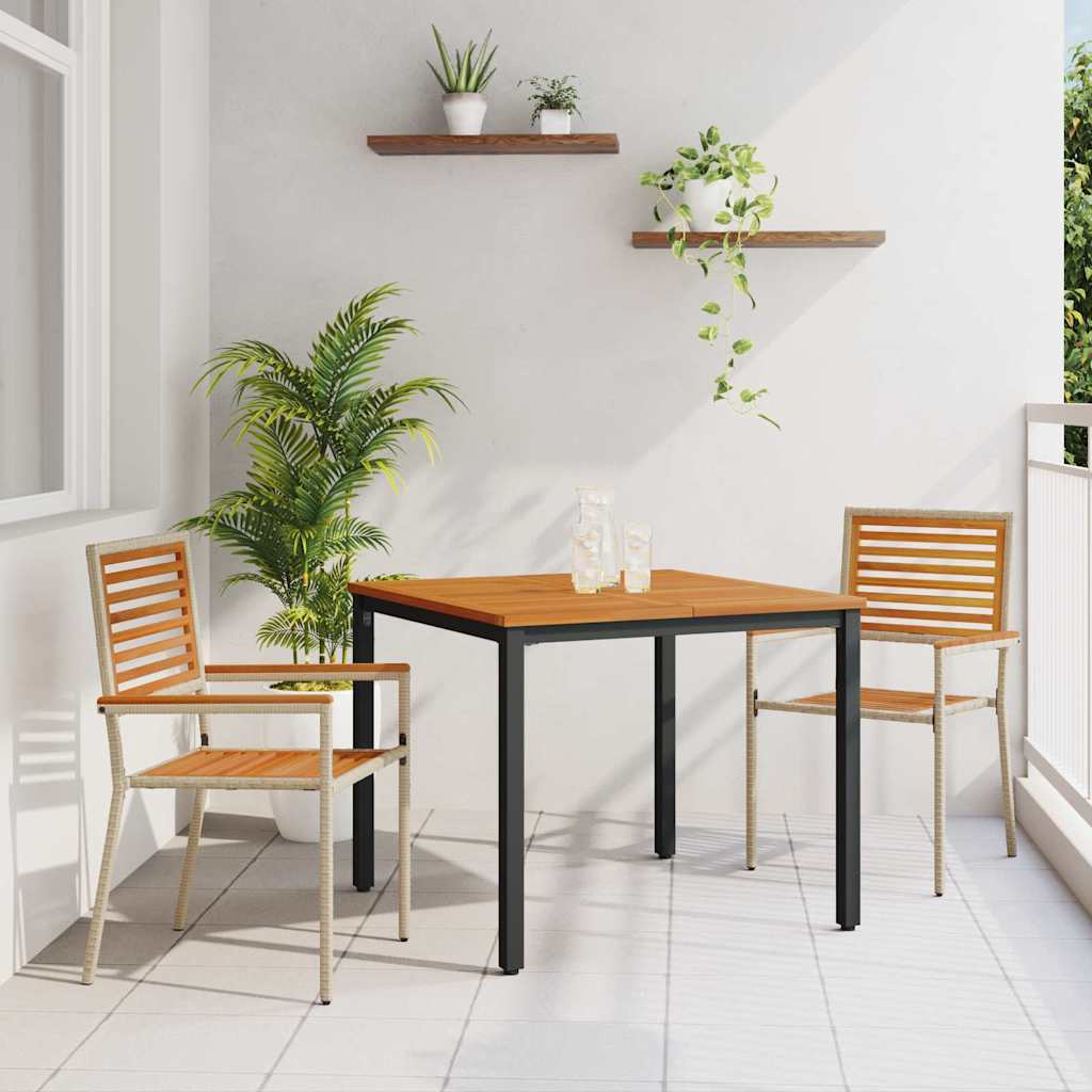 Tuin eettafelset 3 pcs Beige en Bruin poly rattan is nu te koop bij PeponiXL, paradijselijk wonen!