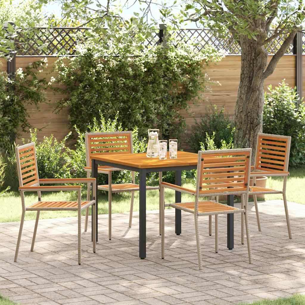 Tuin eettafelset 5 pcs Beige en Bruin poly rattan is nu te koop bij PeponiXL, paradijselijk wonen!