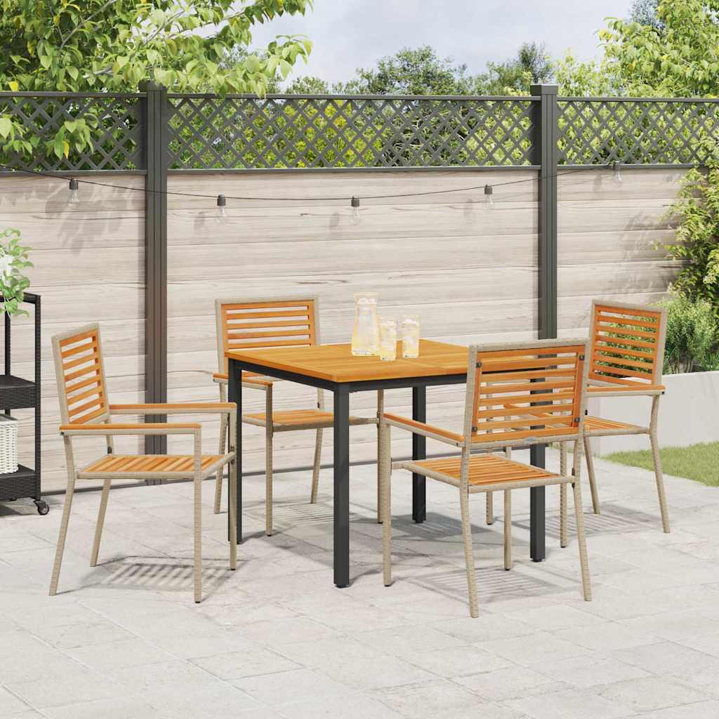 Tuin eettafelset 5 pcs Beige en Bruin poly rattan is nu te koop bij PeponiXL, paradijselijk wonen!
