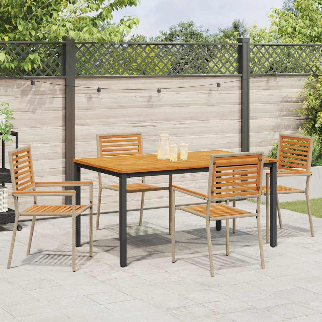 Tuin eettafelset 4 pcs Beige en Bruin poly rattan is nu te koop bij PeponiXL, paradijselijk wonen!