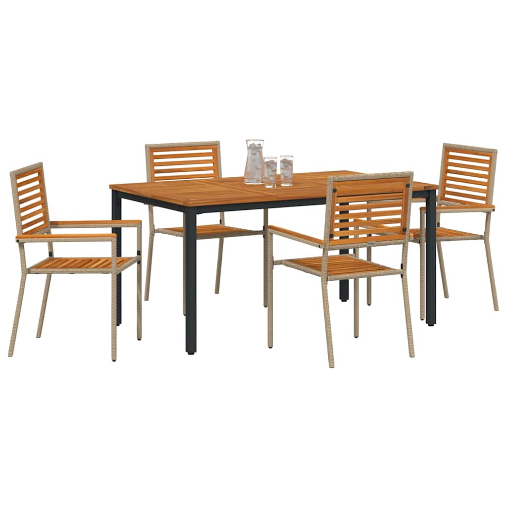 Tuin eettafelset 4 pcs Beige en Bruin poly rattan is nu te koop bij PeponiXL, paradijselijk wonen!
