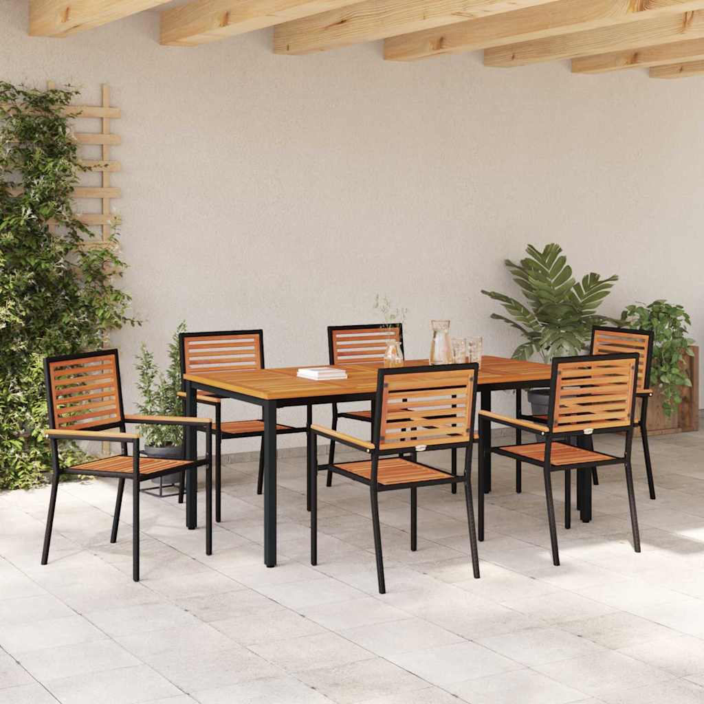 Tuin eettafelset 7 pcs Zwart en Bruin poly rattan is nu te koop bij PeponiXL, paradijselijk wonen!