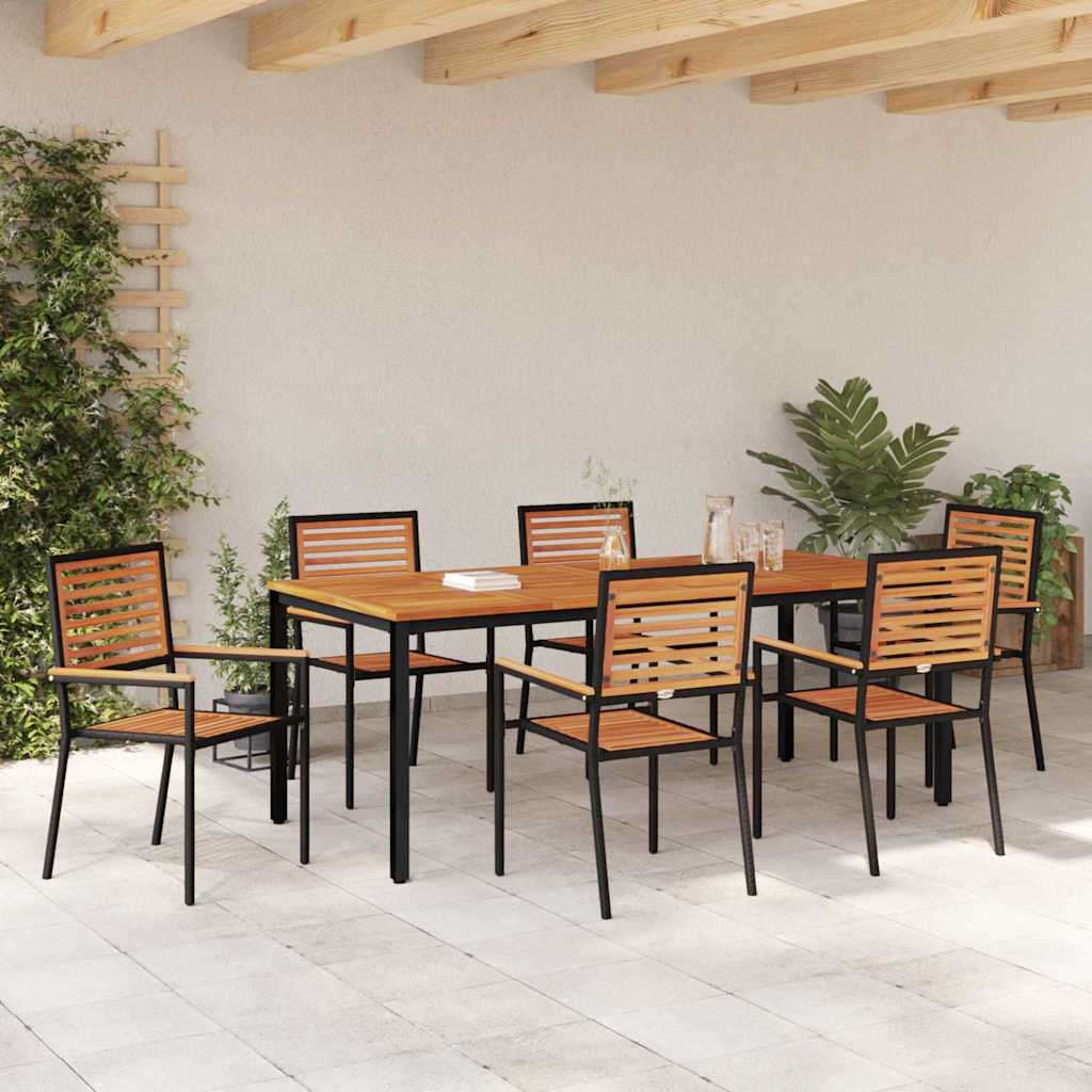 Tuin eettafelset 7 pcs Zwart en Bruin poly rattan is nu te koop bij PeponiXL, paradijselijk wonen!