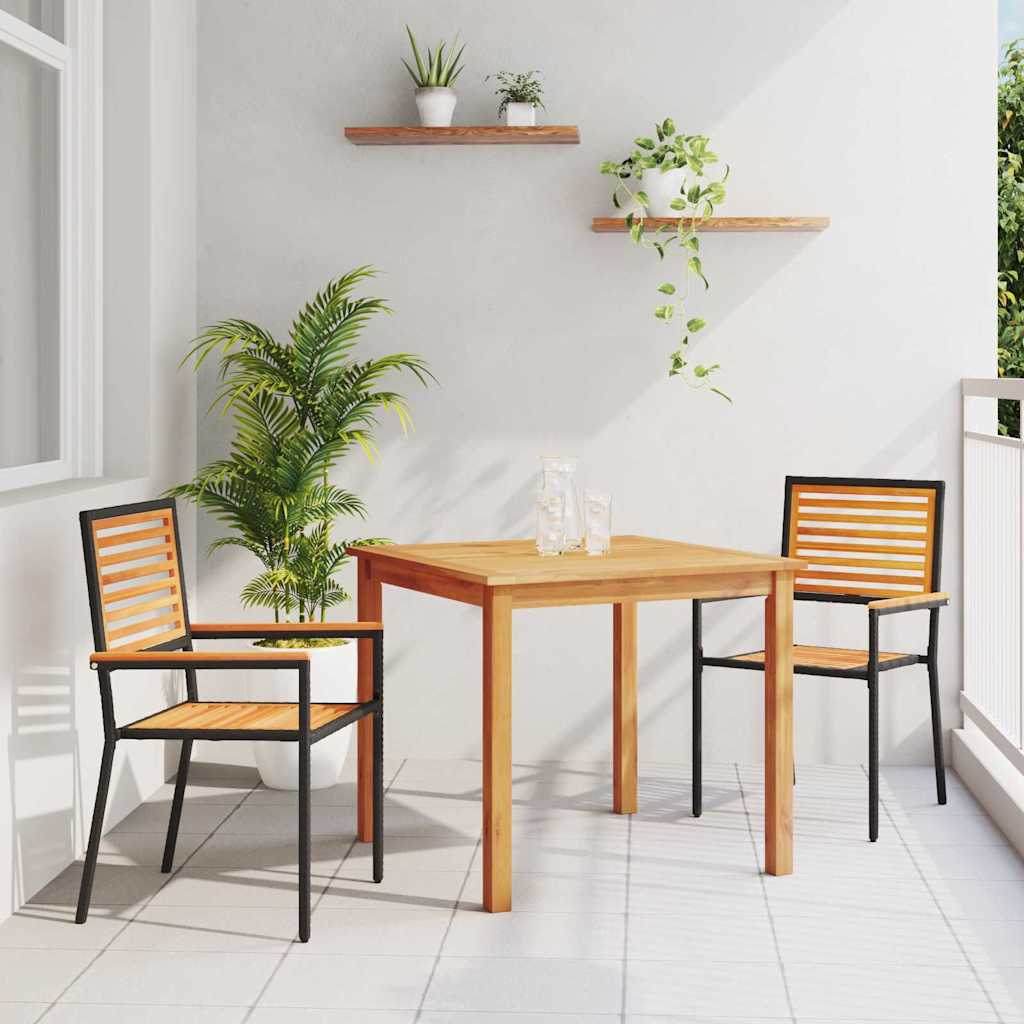 Tuin eettafelset 3 pcs Zwart Massief Acaciahout is nu te koop bij PeponiXL, paradijselijk wonen!
