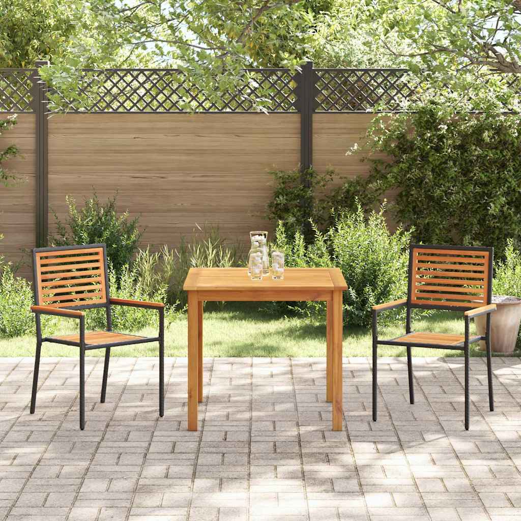 Tuin eettafelset 3 pcs Zwart Massief Acaciahout is nu te koop bij PeponiXL, paradijselijk wonen!