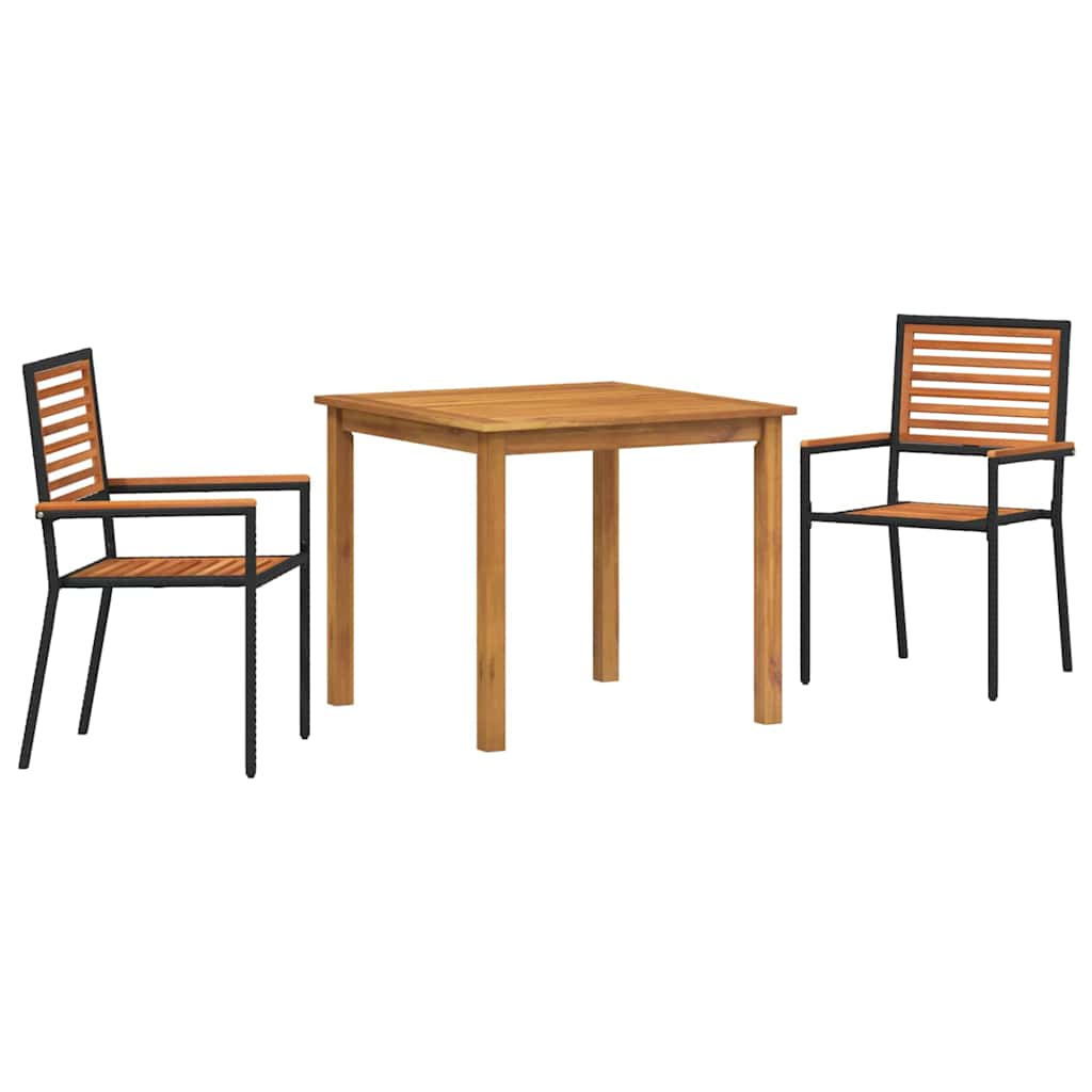 Tuin eettafelset 3 pcs Zwart Massief Acaciahout is nu te koop bij PeponiXL, paradijselijk wonen!