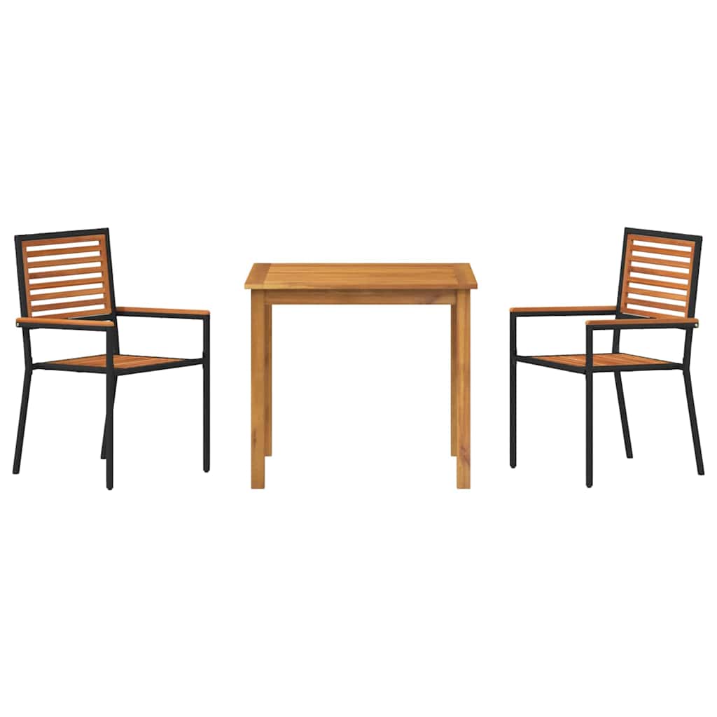 Tuin eettafelset 3 pcs Zwart Massief Acaciahout is nu te koop bij PeponiXL, paradijselijk wonen!