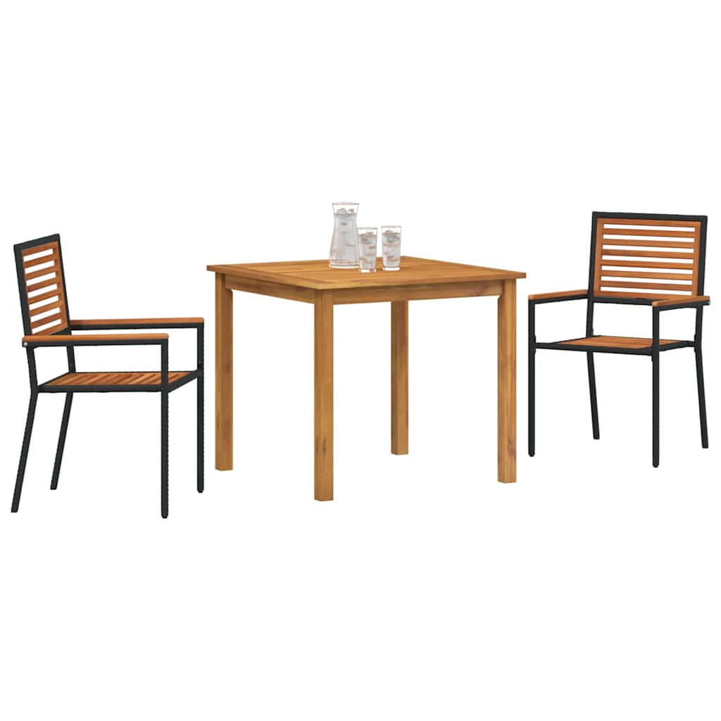 Tuin eettafelset 3 pcs Zwart Massief Acaciahout is nu te koop bij PeponiXL, paradijselijk wonen!
