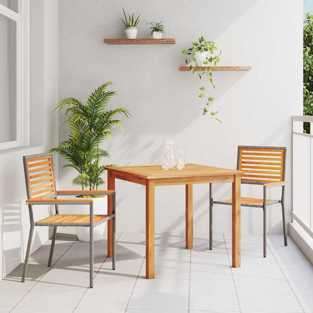 Tuin eettafelset 3 pcs Grijs Massief Acaciahout is nu te koop bij PeponiXL, paradijselijk wonen!
