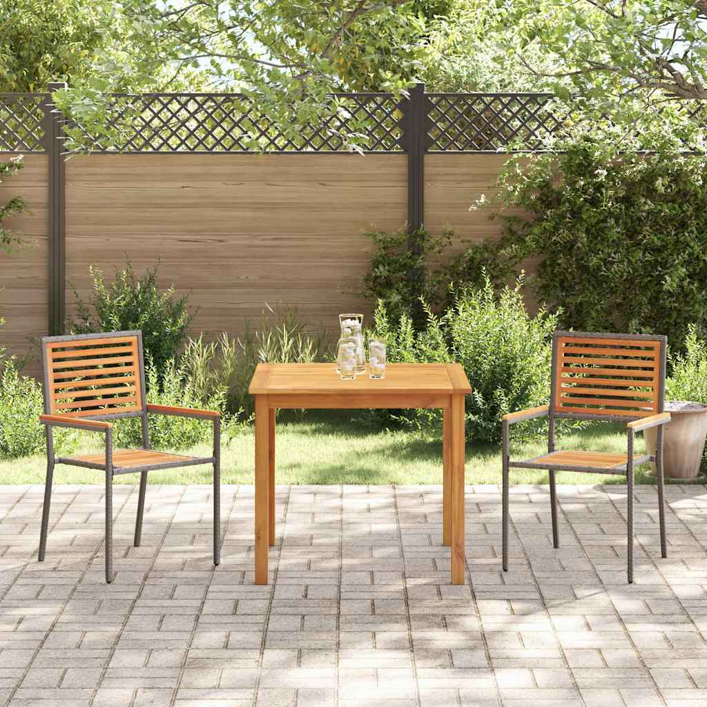 Tuin eettafelset 3 pcs Grijs Massief Acaciahout is nu te koop bij PeponiXL, paradijselijk wonen!