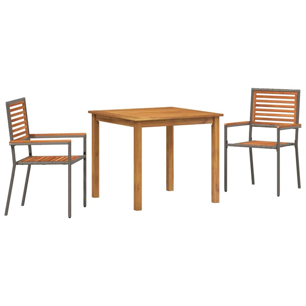Tuin eettafelset 3 pcs Grijs Massief Acaciahout is nu te koop bij PeponiXL, paradijselijk wonen!