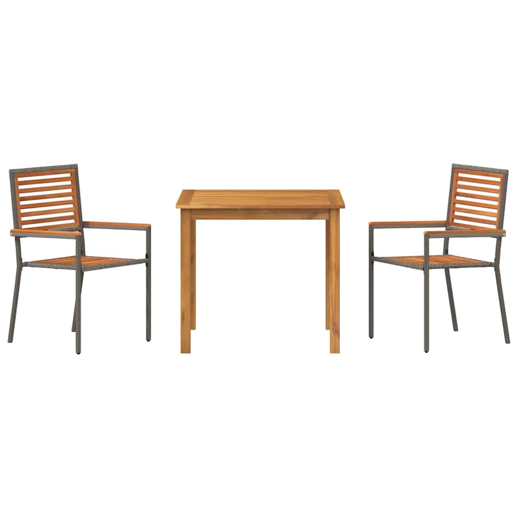 Tuin eettafelset 3 pcs Grijs Massief Acaciahout is nu te koop bij PeponiXL, paradijselijk wonen!