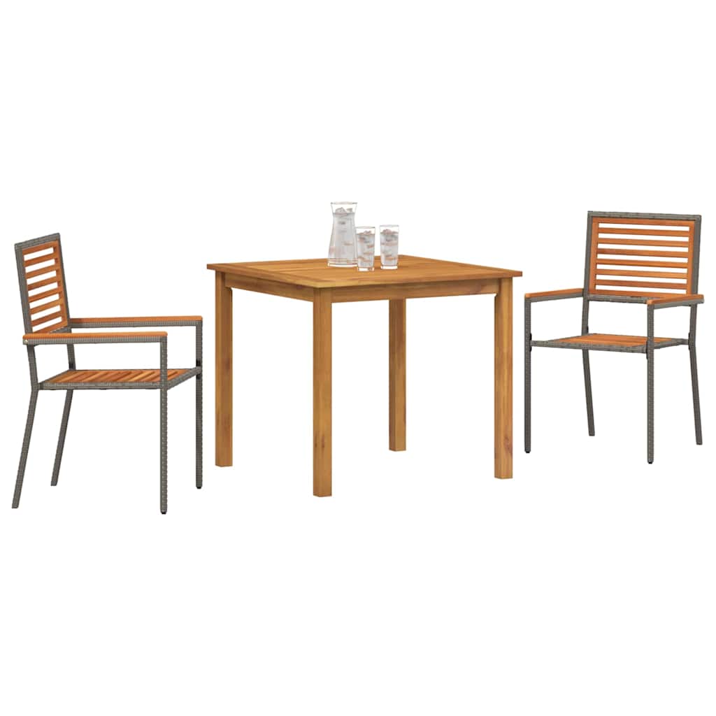 Tuin eettafelset 3 pcs Grijs Massief Acaciahout is nu te koop bij PeponiXL, paradijselijk wonen!
