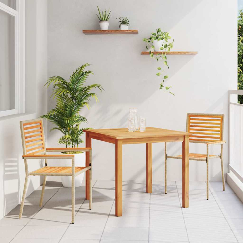Tuin eettafelset 3 pcs Beige Massief Acaciahout is nu te koop bij PeponiXL, paradijselijk wonen!