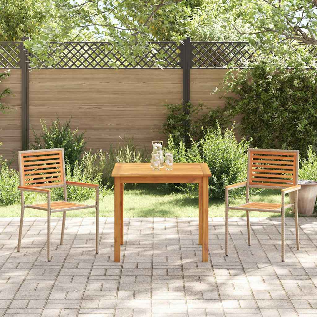 Tuin eettafelset 3 pcs Beige Massief Acaciahout is nu te koop bij PeponiXL, paradijselijk wonen!