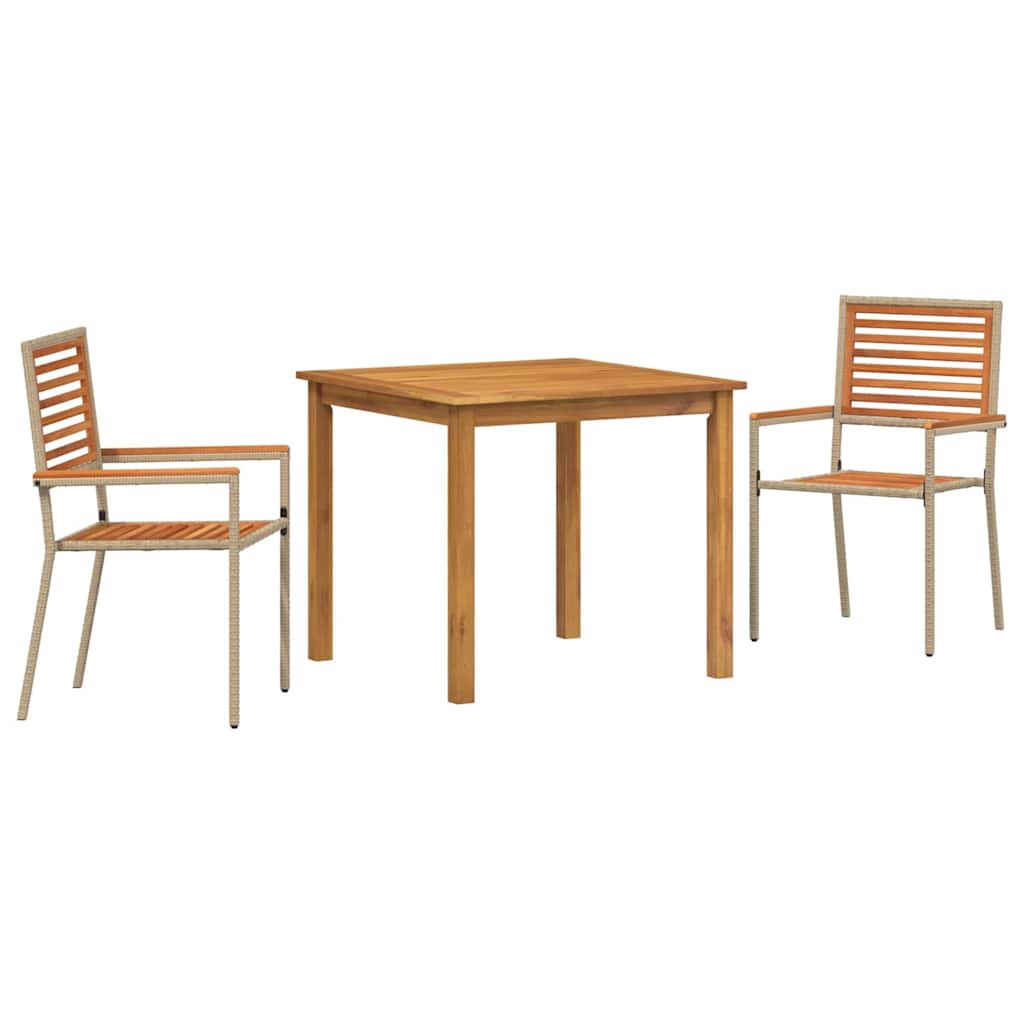 Tuin eettafelset 3 pcs Beige Massief Acaciahout is nu te koop bij PeponiXL, paradijselijk wonen!
