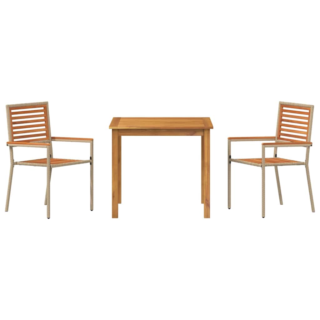 Tuin eettafelset 3 pcs Beige Massief Acaciahout is nu te koop bij PeponiXL, paradijselijk wonen!
