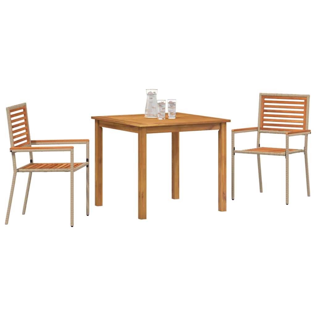 Tuin eettafelset 3 pcs Beige Massief Acaciahout is nu te koop bij PeponiXL, paradijselijk wonen!