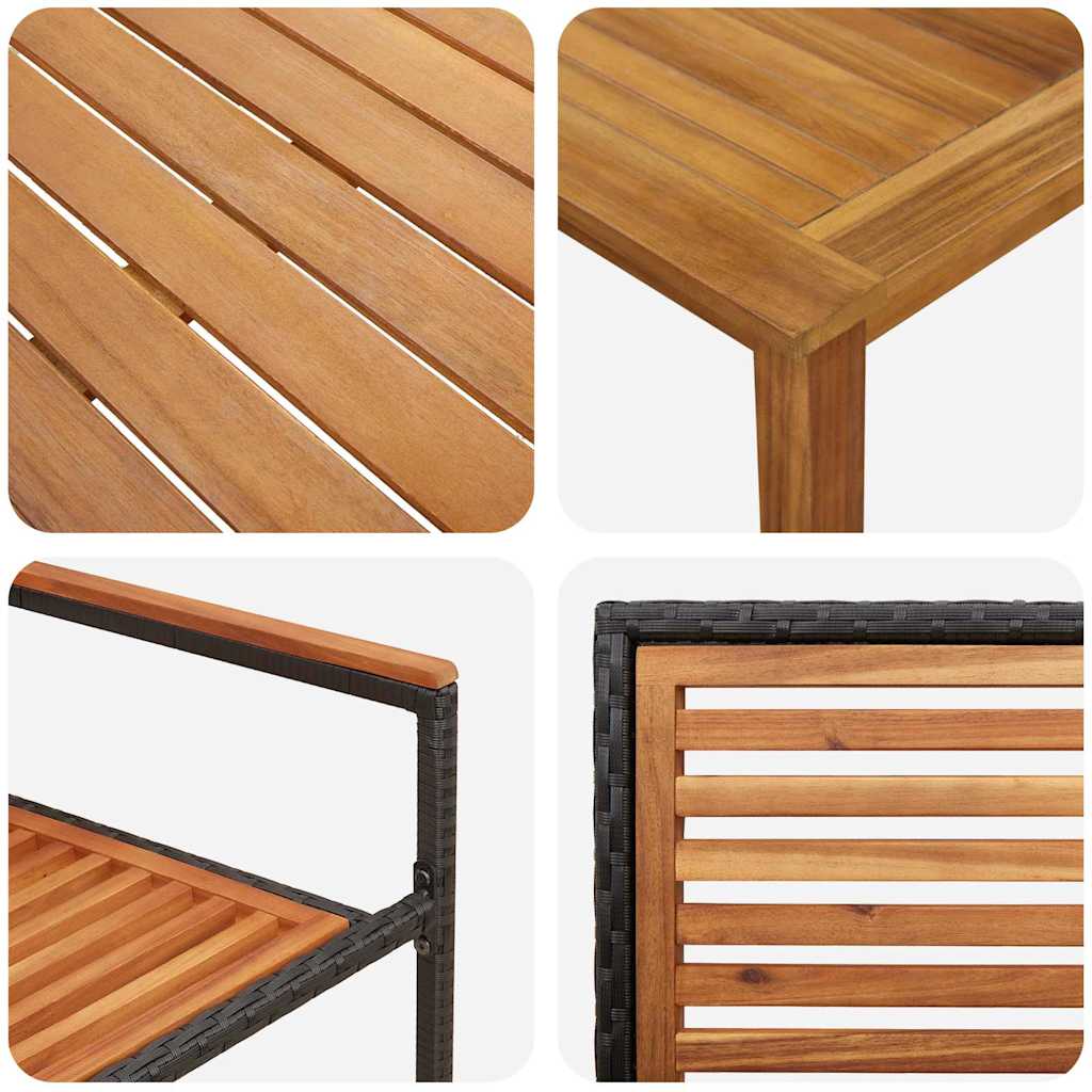 Tuin eettafelset 5 pcs Zwart Massief Acaciahout is nu te koop bij PeponiXL, paradijselijk wonen!