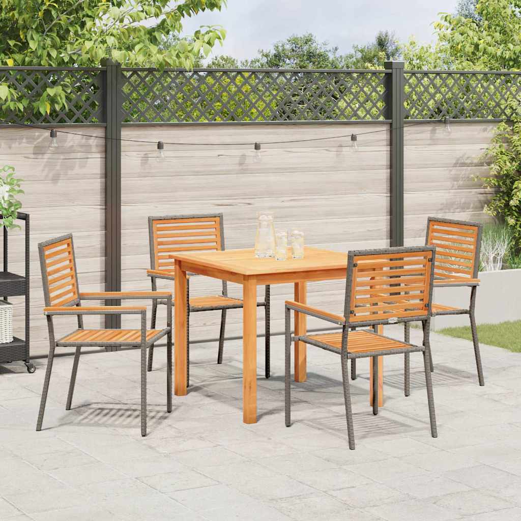 Tuin eettafelset 5 pcs Grijs Massief Acaciahout is nu te koop bij PeponiXL, paradijselijk wonen!