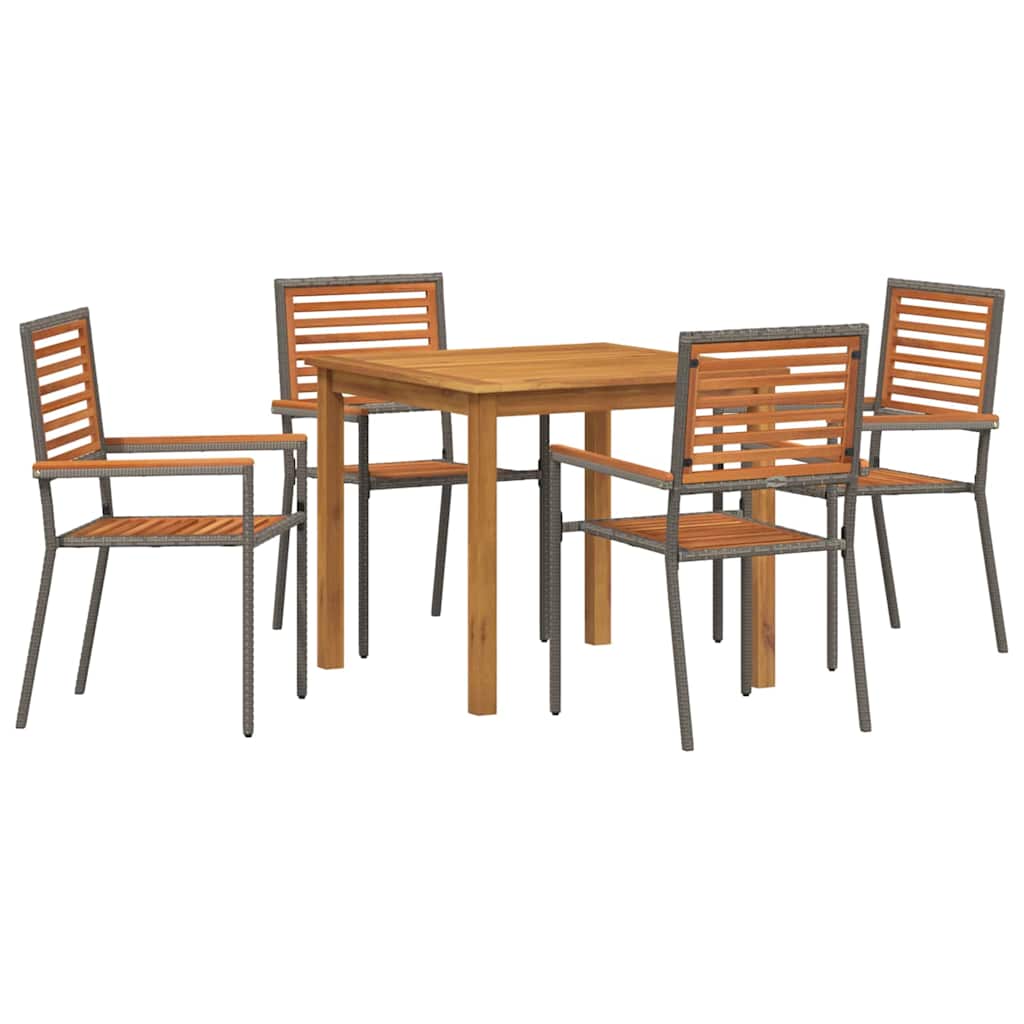 Tuin eettafelset 5 pcs Grijs Massief Acaciahout is nu te koop bij PeponiXL, paradijselijk wonen!