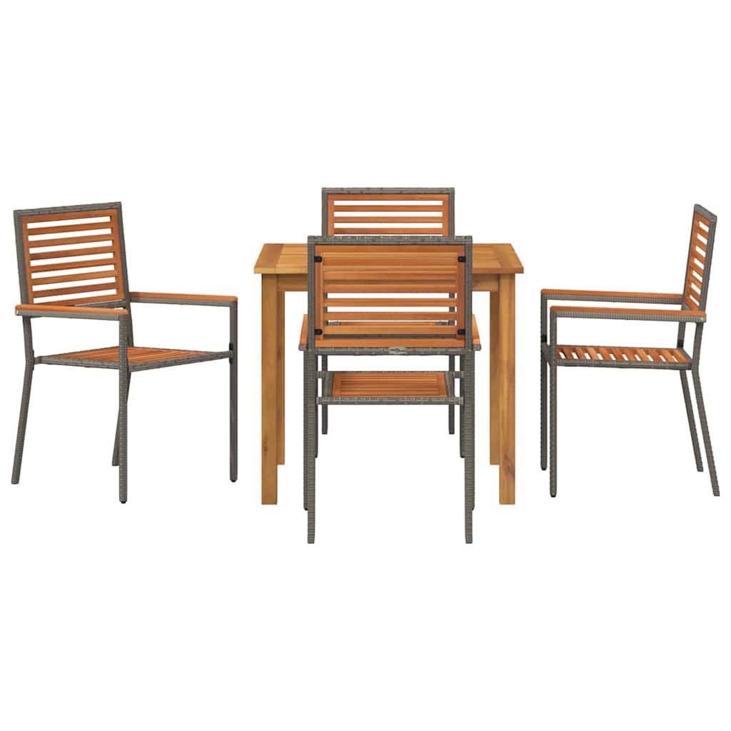 Tuin eettafelset 5 pcs Grijs Massief Acaciahout is nu te koop bij PeponiXL, paradijselijk wonen!