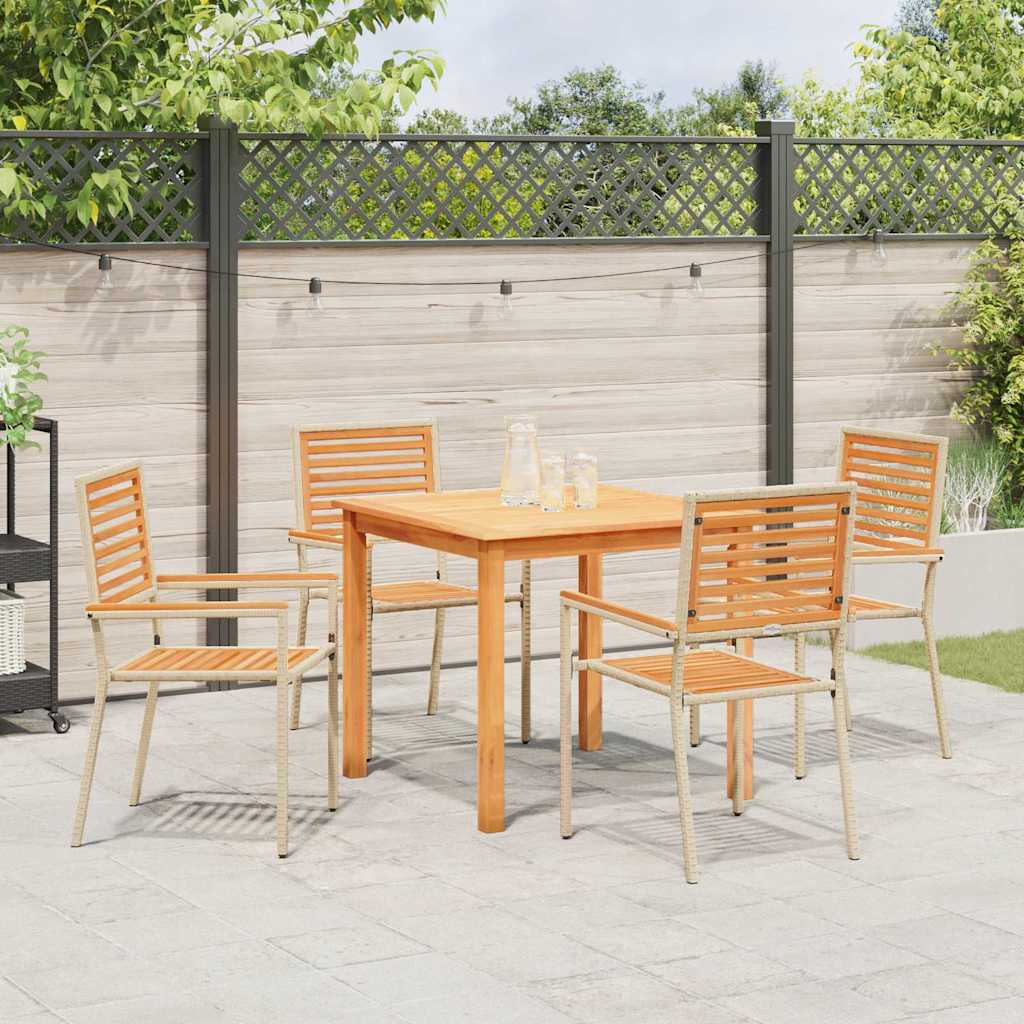 Tuin eettafelset 5 pcs Beige Massief Acaciahout is nu te koop bij PeponiXL, paradijselijk wonen!