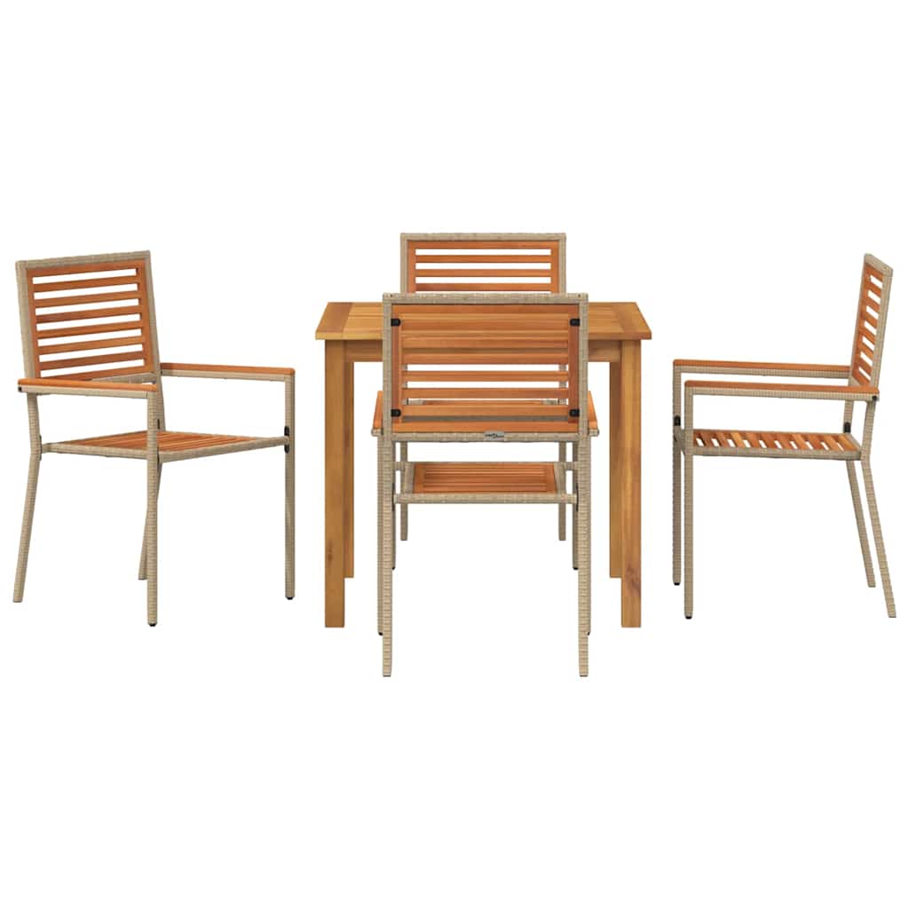 Tuin eettafelset 5 pcs Beige Massief Acaciahout is nu te koop bij PeponiXL, paradijselijk wonen!