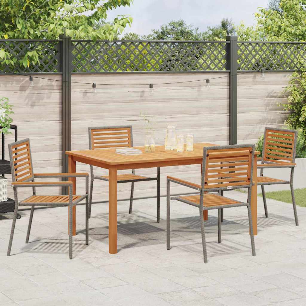 Tuin eettafelset 5 pcs Grijs Massief Acaciahout is nu te koop bij PeponiXL, paradijselijk wonen!