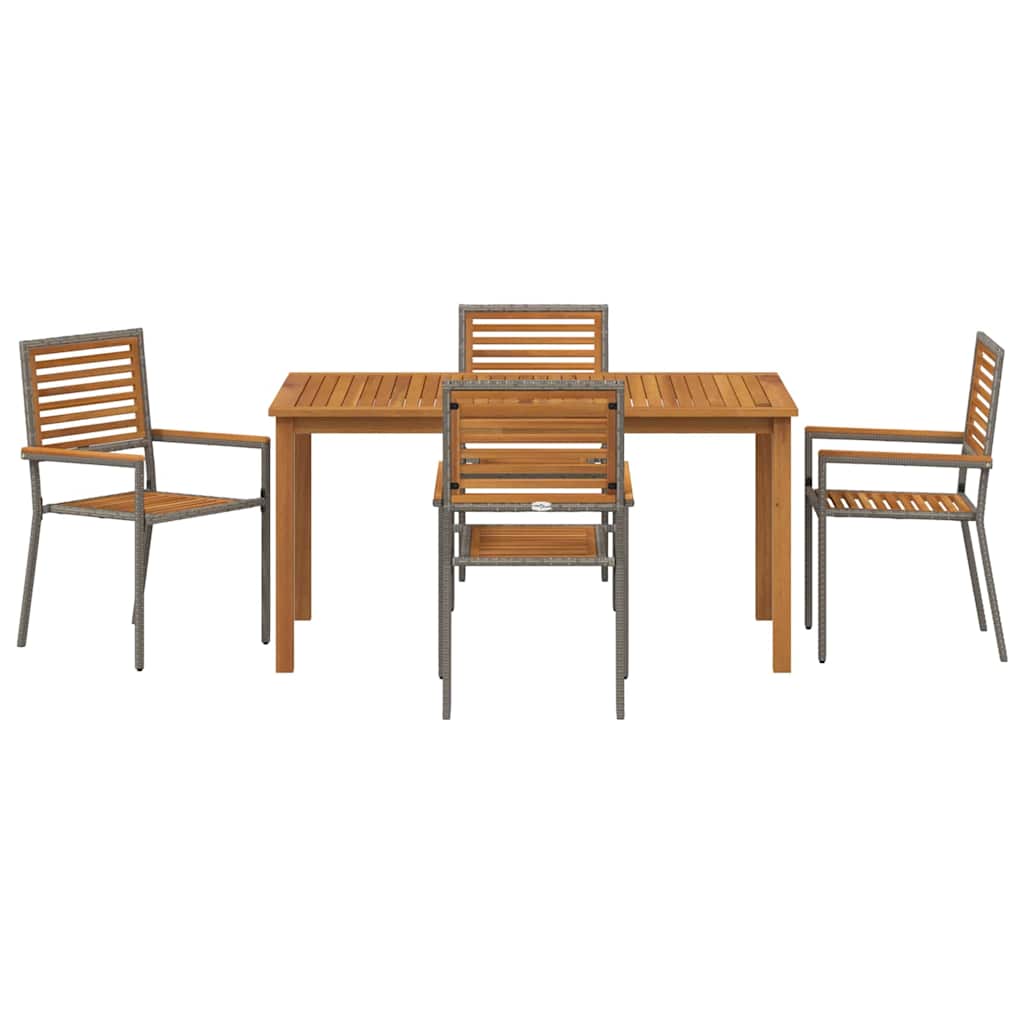Tuin eettafelset 5 pcs Grijs Massief Acaciahout is nu te koop bij PeponiXL, paradijselijk wonen!