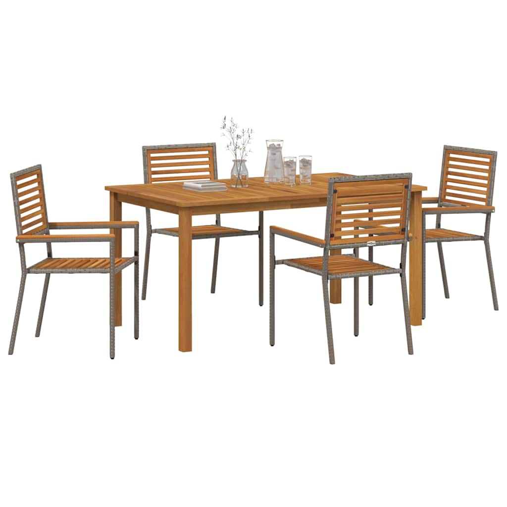 Tuin eettafelset 5 pcs Grijs Massief Acaciahout is nu te koop bij PeponiXL, paradijselijk wonen!